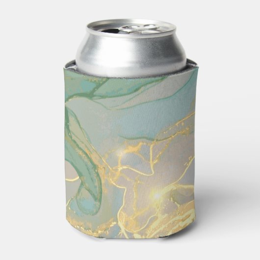 Jade, gouden marmeren textuur, abstracte achtergro blikjeskoeler (Blikje Voorkant)