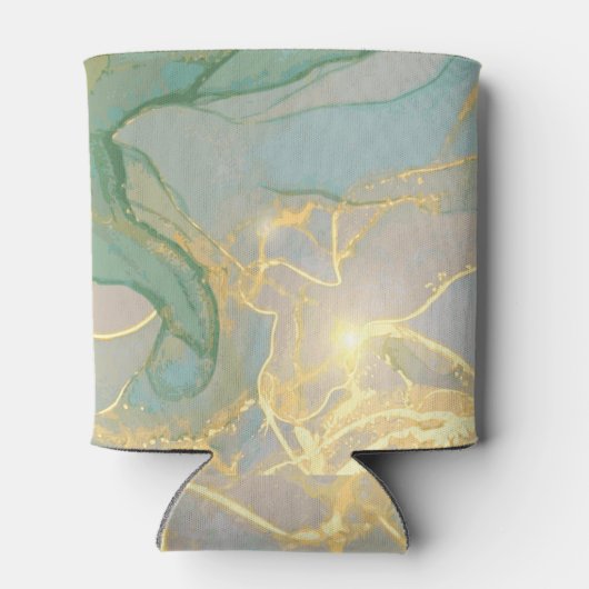 Jade, gouden marmeren textuur, abstracte achtergro blikjeskoeler (Achterkant)