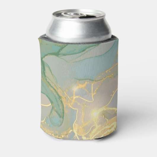 Jade, gouden marmeren textuur, abstracte achtergro blikjeskoeler (Blikje Achterkant)