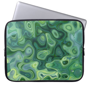 Jade Green Abstracte Amoeba Art Laptop Mouw Sleeve
