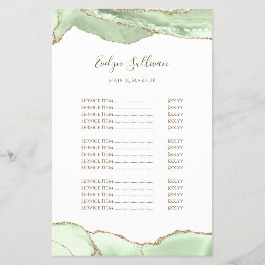 Jade Green agaat prijslijst flyer (Voorkant)