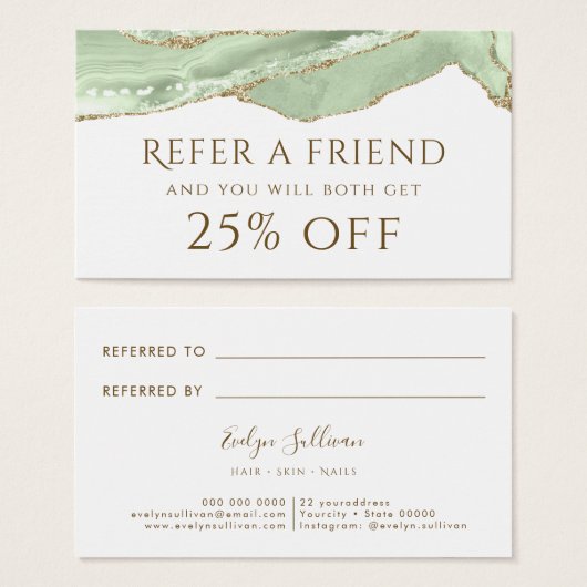 Jade Green Agaat Referral Kaart (Voorkant /achterkant)