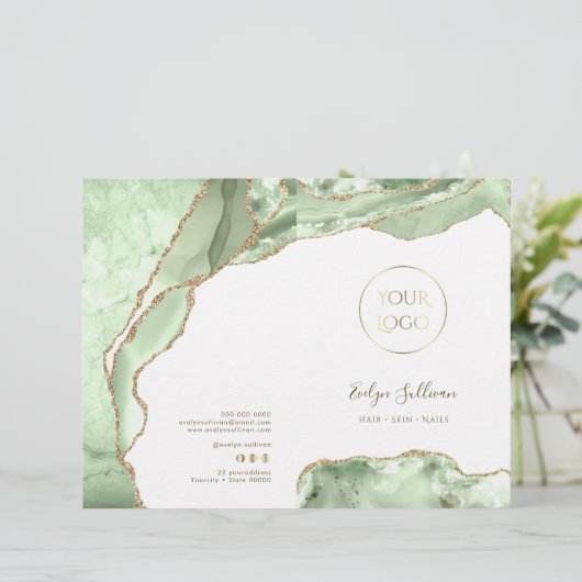 Jade Green Agaat Service Menu Brochure (Staand voorkant)