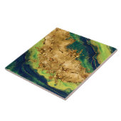 Jade Green and Bronze Gold Abstract Tegeltje (Zijkant)