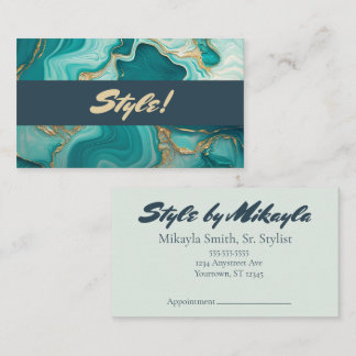 Jade Green and Gold Marble Style Beauty Hair Nails Visitekaartje