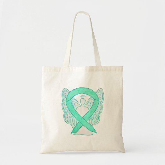 Jade Green Awareness Ribbon Art Custom Canvas tas (Voorkant)