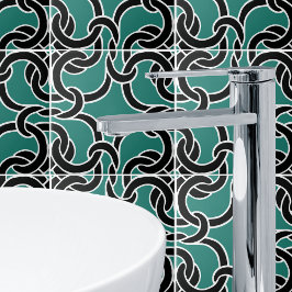 Jade Green Black Celtic Knot Seamless Pattern Tile Tegeltje