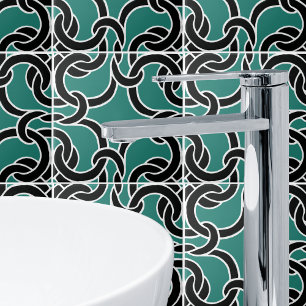 Jade Green Black Celtic Knot Seamless Pattern Tile Tegeltje