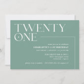 Jade Green Blauwgroen | Eenvoudig Modern 21 verjaa Kaart (Voorkant)