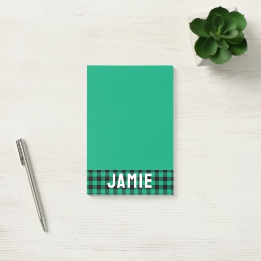 Jade Green Buffalo Controleer Witte Naam Post-it® Notes (Kantoor)