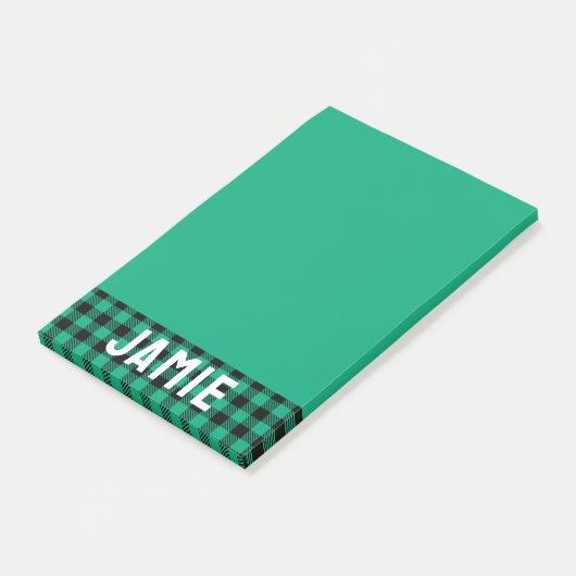 Jade Green Buffalo Controleer Witte Naam Post-it® Notes (Schuin)