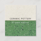JADE GREEN CERAMIC POTTERY GLAZED SPECKLED TEXTURE VIERKANTE VISITEKAARTJE (Voorkant)