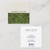 JADE GREEN CERAMIC POTTERY GLAZED SPECKLED TEXTURE VIERKANTE VISITEKAARTJE (Voorkant / Achterkant)