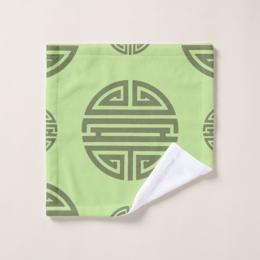 Jade Green Chinese Shou Longevity Character Bad Handdoek (Wasdoekje)