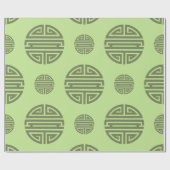 Jade Green Chinese Shou Longevity Character Cadeaupapier (Vlak)