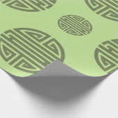 Jade Green Chinese Shou Longevity Character Cadeaupapier (Hoek)