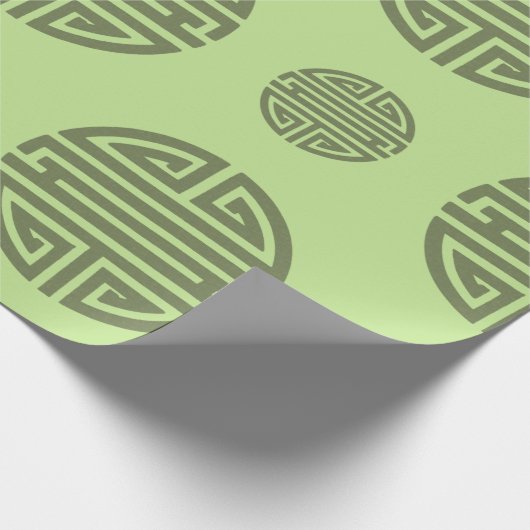 Jade Green Chinese Shou Longevity Character Cadeaupapier (Hoek)