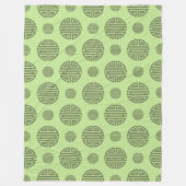 Jade Green Chinese Shou Longevity Character Fleece Deken (Voorkant)