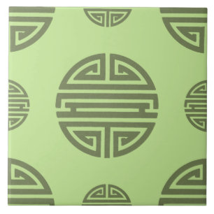 Jade Green Chinese Shou Longevity Character Tegeltje