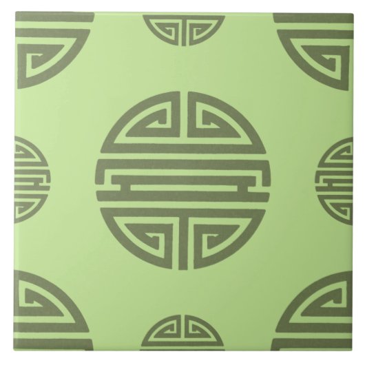 Jade Green Chinese Shou Longevity Character Tegeltje (Voorkant)