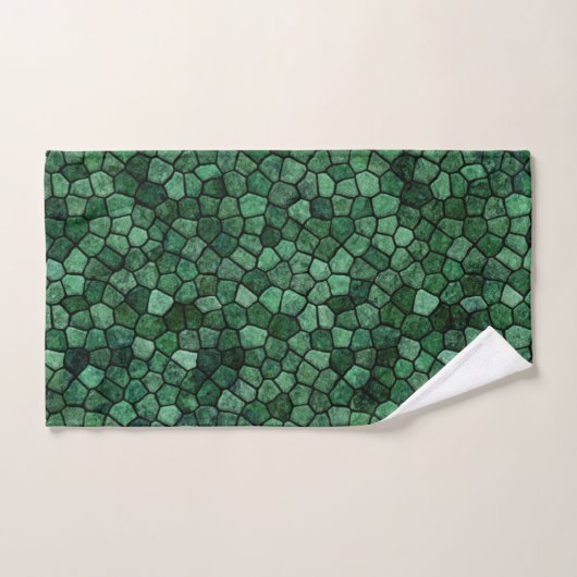 Jade Green Cobked Patchwork Terrazo Pattern Bad Handdoek (Handdoek)