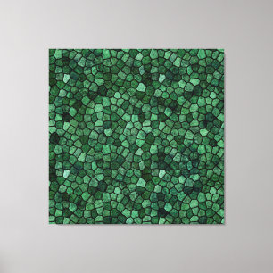 Jade Green Cobked Patchwork Terrazo Pattern Canvas Afdruk