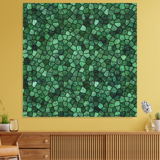 Jade Green Cobked Patchwork Terrazo Pattern Canvas Afdruk (Insitu (Woonkamer))