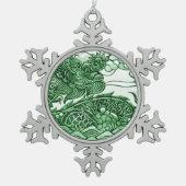 Jade Green Dragon Medallion Tin Sneeuwvlok Ornament (Voorkant)