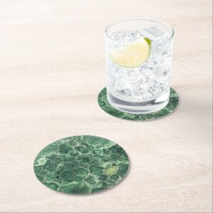 Jade Green Edelsteen Patroon Ronde Kartonnen Onderzetter