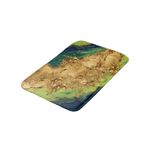 Jade Green en Bronze Gold Abstract Badmat (Gekanteld)