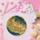 Jade Green en Bronze Gold Abstract Papieren Bordje (Feest)