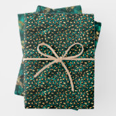 Jade Green en Gold Foil look-bladerafdrukken Inpakpapier Vel (In situ)