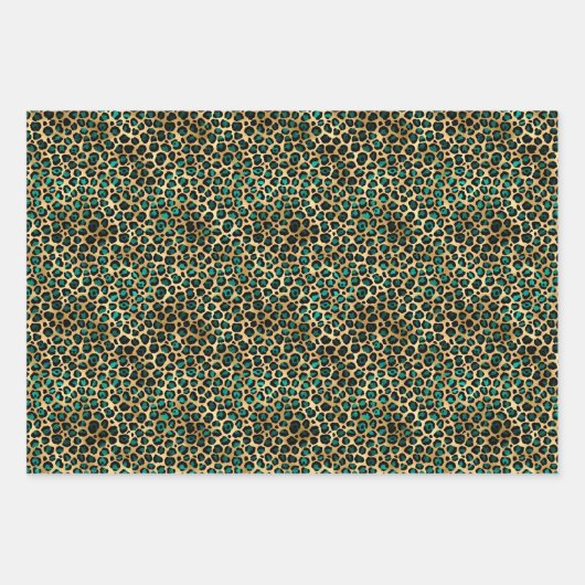 Jade Green en Gold Foil look Inpakpapier Vel (Voorkant 3)