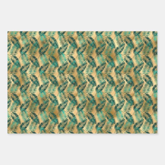 Jade Green en Gold Foil look Inpakpapier Vel (Voorkant 2)