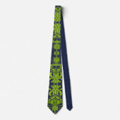 Jade Green en Navy Damask Swirl Monogram Stropdas (Voorkant)