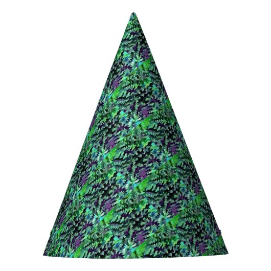 Jade Green en Paarse Camouflage Pattern Feesthoedjes (Voorkant)