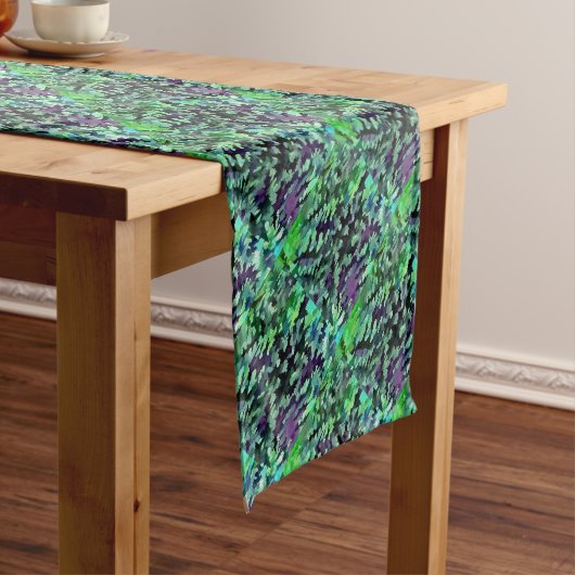 Jade Green en Paarse Camouflage Pattern Korte Tafelloper (Voorbeeld)