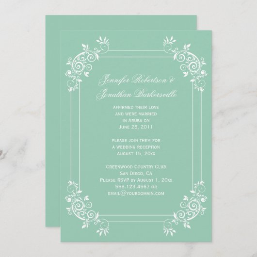 Jade Green en White Swirls Post Wedding Kaart (Voorkant / Achterkant)