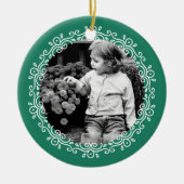 Jade Green Fancy Swirls Foto Lijst Keramisch Ornament (Voorkant)