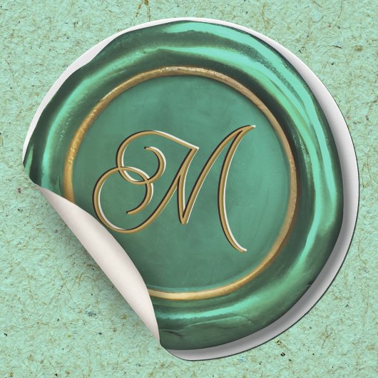 Jade Green Gold Monogram  Wax Seal Stickers