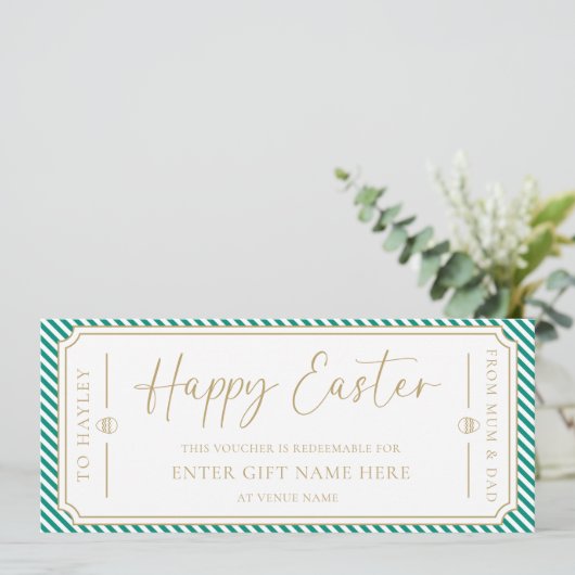 Jade Green Happy Easter Gift Voucher Kaart (Staand voorkant)