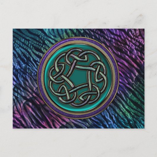 Jade Green Metal Celtic Knot Briefkaart (Voorkant)