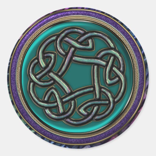 Jade Green Metal Celtic Knot Ronde Sticker (Voorkant)