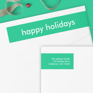 Jade Green Minimalist Vibrant Xmas Return Address