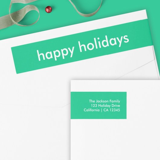 Jade Green Minimalist Vibrant Xmas Return Address