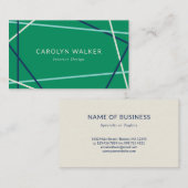 Jade Green Navy Blue Geometric Visitekaartje (Voorkant / Achterkant)