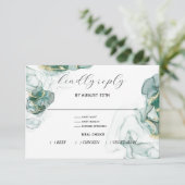 Jade Green Onyx Fluid Alcohol Ink RSVP-kaart RSVP Kaartje (Staand voorkant)