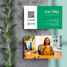 Jade Green QR Code Foto Sociale Media Pictogrammen Visitekaartje