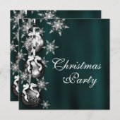 Jade Green Snowflakes Kerstfeest Uitnodigingen (Voorkant / Achterkant)
