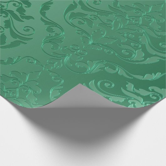 Jade Green  Style Damask Cadeaupapier (Hoek)
